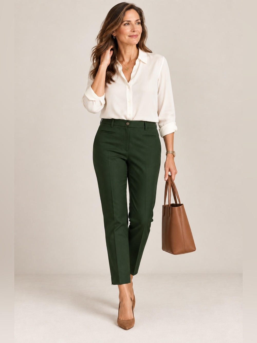 Ann Taylor Straight Leg Ankle Pants Green Size 12 Tall Office